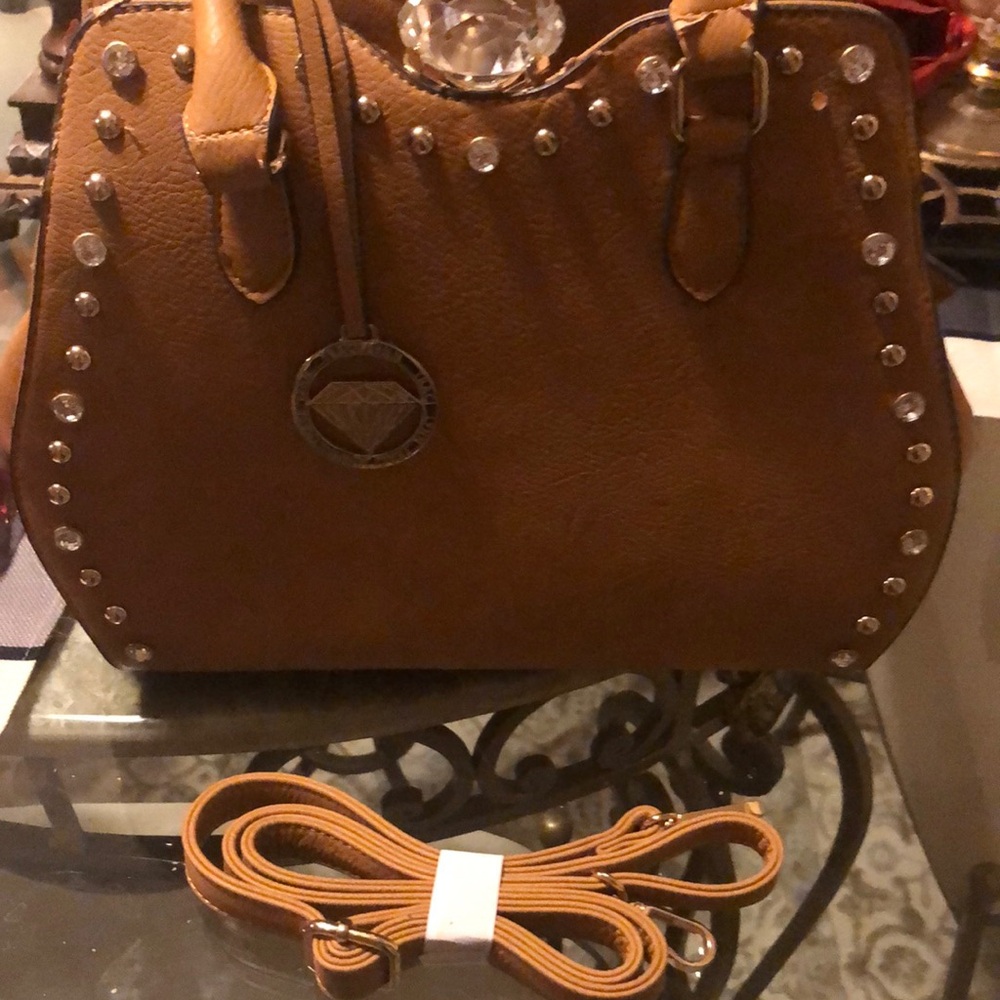 Brown Studded Handbag